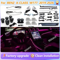 Akcesoria samochodowe do Benz CLA W177 W118 2019-2026: 64-kolorowe oświetlenie ambientowe, oświetlenie głośników 4D, oświetlenie siedzeń, panel sterowania klimatyzacją tylną.