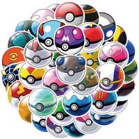 50pcs Cute Cartoon Anime Pokemon Stickers Kids Toys Kawaii Poke Ball Pikachu Decals Skateboard Laptop Waterproof Sticker