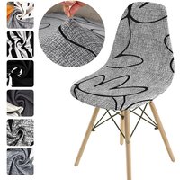 Shell Chair Cover Stretch Printed Dining Seat Covers Elastic Armless Chair Cover Removable Furniture Slipcovers Banquet Hotel