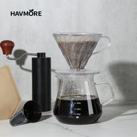 Pour Over Coffee Dripper Set 600ml Glass Server V02 Funnel Drip Maker Brew Cup Coffee Set with Filter Paper