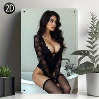 Vintage-Inspired "Sexy Beauties" Iron Wall Sign - Elegant Black Lace,Polka Dot Design, Perfect for Man Caves, Bars, Garages D
