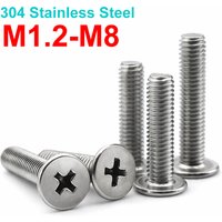 304 Stainless Steel Cross Phillips Flat Head Thin Low Profile Screws Bolt Machine Screw M1.2 M1.4 M1.6 M2 M2.5 M3 M4 M5 M6 M8