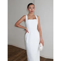 Elegant Solid Lady Dress With Shawl Sleeveless Square Collar Cinched Waist Dress Fashion Female Summer 2026 Party Clothes New