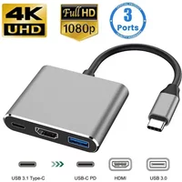 Type-C 3-in-1 Multiport Adapter for Switch/Phone/Computer | HDMI/USB/Hub Converter | Ultra-Slim Design