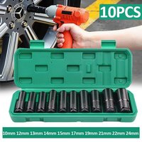 Deep Impact Socket 1/2" Drive Long Reach Thin Wall 10-Metric Sockets 10-24mm Set