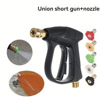 High Pressure Car Wash Gun, 4350PSI, M22-14/M22-15 Threads, 1/4" Quick Connect, 5 Nozzles, Durable Plastic, Battery-Free, Light