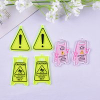 10pcs Beware of Wrestling Warning Signs Acrylic Charms Pendant for Women DIY Jewelry Making