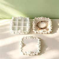Rose Flower Edge Gypsum Tray Home Decoration Silicone Mold Scented Plaster DIY Jewelry Storage Tray Epoxy Resin Mould