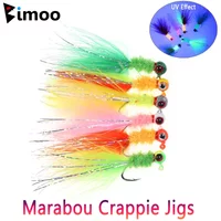 Bimoo 6pcs #6 Marabou Crappie Jig Fishing Lures Lifelike Jig Head Jig Hooks 1.05g Hair Jig Bait Bass Trout Pike Salmon Fishing