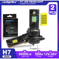 XSTORM H7 LED Headlights Canbus 80000LM 500W H1 9005 9006 H11 LED Lights Bulbs for Car Auto WIth Fan Turbo Lights Fog Lamps