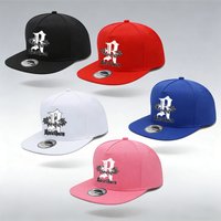 1/2PC Men's Gothic Snapback Cap, "Rosethorn" Letter R with Thorn Print Baseball Hat, Adjustable Fit