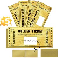 5 Sets Gold Scratch off Tickets with Envelopes DIY Birthday Wedding Concert Movie Coupon Lucky Draw Surprise Gift Display
