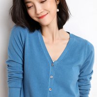 2025 New V-Neck Temperament Small Fragrant Wind Women Loose Sweater Sweater All Sweater Coat Special Offer Cardigan