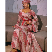 Brocart nigérian Tissu en dentelle jacquard, tissu en dentelle organza africaine 2026, robe dorée de haute qualité pour femmes A3482