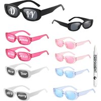 5/10/15/20 Pairs Pen Set DIY Letters Fashion Shades Women Stylish Rectangle Pink Sunglasses Rave Party Props Decor Sun Glasses