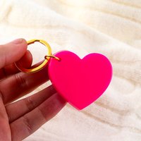 Personalized hot pink heart keychain
