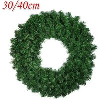 1Pcs 30/40cm New Green Christmas Decoration Wreath Encrypted PVC Ordinary Leaf Simulation Wreath Door Hanging Christmas Wreath
