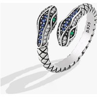 100% 925 Sterling Silver Rings For Women Snake Shape Green Eye Simple Trendy Retro Open CZ Anillos Party Gifts Accessories