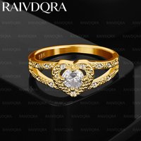 18K Gold Plated Love Heart Zircon Wedding Ring For Women Fashion Jewelry Romantic Grace Noble Engagement Accessories