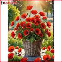 Huacan Full Diamond Painting Poppy Flower Diamond Embroidery Complete Kit Picture Of Rhinestones
