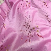Pink Woven Sequins Exquisite Crabapple Flower Embroidery Fabric Classical Pendant Dress Top Shawl Handmade Clothing Fabric