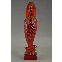 20.9 cm*/ Elaborate Old Collectibles Handwork Amber Artificial Resin Lifelike Kwan-Yin Statue