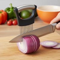1pc Stainless Steel Onion Slicer Holder Multipurpose Meat Tenderizers Vegetable Potato Tomato Lemon Cutting Tool Full Grip
