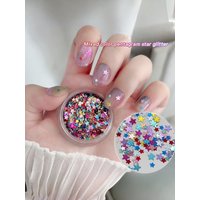 1 piece, 2 pieces of colorful pentagram nail glitter, mixed size candy colored laser star glitter, sparkling DIY accessory nail