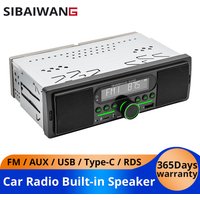 Car Radio 1Din Dual Bluetooth Car stereo Built-in speaker Type-C Fast charging AUX USB FM AM RDS Mobile App Locationing 60W*4