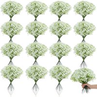 50 Bunches Plastic Artificial Baby's Breath Flowers Real Touch Gypsophila for Wedding Bride Decor Home Ornament Room Decoration