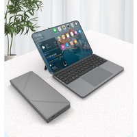 TTUSTOL Bluetooth wireless folding keyboard with touchpad leather cover bracket 64 keys suitable for tablet iPad