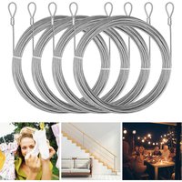 2M Wire Rope 4 Roll 304 Stainless Steel Cable with Crimp Sleeves Rustproof Cable for Garden Trellis Clothesline Railing Trellis