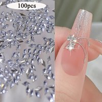 100pcs Mini Sparkling Rhombus Zircon Nail Charms Translucent Flatback Spirit Snake Design Splicing Materials Nail Art Rhinestone