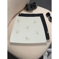 New Spring/Summer Fashion Casual High Waist Retro Embroideried Zipper Fly Slim Fit Above-Knee,Mini Skirt,2 Colors