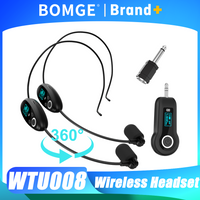 BOMGE Wireless Microphones Headset 2.4G Dual Wireless Mic 2 Wireless Mics & 1 Receiver Headset and Handheld 2 In 1 Rechargeable