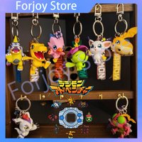 New Genuine Digimon Adventure Anime Action Figure 3D Keychain Agumon Gabumon Collectible Model Toy Backpack Pendant For Fan Gift