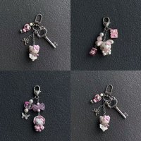 Anime Hello Kitty Pink Cat Bow Key Bag Pendant Cartoon Kawaii Kt Cat Model Doll Fashion Pendant Accessories Keychain Ring Toys