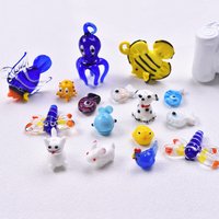 2/3Pcs Lampwork Sea Animal Marine Life Tropical Fish Charms Jewelry DIY Mix Glass Cute Cat Rabbits Dogs Pendant Accessories Bulk