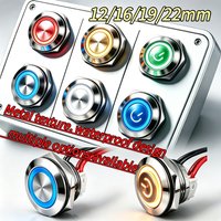 12/16/19/22mm Short Stroke 1NO Metal Button Switch IP66 Waterproof Instant Self Reset Red LED 3V 6V 12V 24V Wired Control Indust