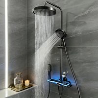 Intelligent Digital Bathroom Shower Faucet Set Temperature Display Rainlfall Shower Set Brass Shower System with Ambient Light