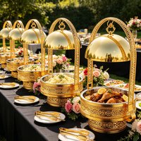 *Baroque Carved Finish 8L Chafing Dish Buffet Set Luxury Dishes Food Warmer Cheffing for Wedding Party Banquet Restaurant