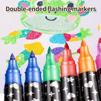 Dual Tip Glitter Marker Set 24pcs 48 Colors Double Ended Shimmer Metallic Pens for Scrapbooking Greeting Card DIY Crafts