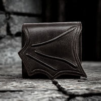 Vegan Black faux leather bat wing wallet Money Card Holders with 3 card slots,Gothic man Handbags Clutch