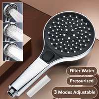 13CM Big Panel High Pressure Shower Head with Filter 3 Modes Large Flow Rainfall Pressurised Bathroom Handheld Showerhead