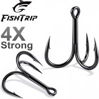 FishTrip10pcs Fishing Treble Hooks 4X Strong High Carbon Steel Triple Fishing Hooks for Bass Trout Fishing Lures Replacement