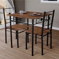 Dining Kitchen Table and Chairs 2 Seater Dining Room Set, 2 Seater Dining Chairs with Elegant Table Compact Wood Steel Frame Dining Kitchen Furniture