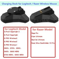 Wireless Mouse Charger Charging Dock for Logitech PROX2/1, GPW4/3/2/1 Razer V2 Pro/Naga Pro/Viper Ultimate/Basilisk Ultimate