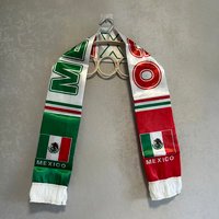 2026 Mexico Scarf 14x135cm Double-sided Printed Satin Mexico Flag Scarf Tassels Suitable for Football, Sports, Events