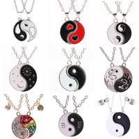 2 Pcs/set Taichi Pendant Necklace For Women Best Friends Magnetic Geometry Choker Adjustable Pendant Necklace Party Jewelry Gift
