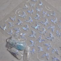 Shiny Butterfly Nail Parts Sticker 5D Shell Light Nail Art Stickers Accessories Self Adhesive Butterfly Stickers for Nails DIY